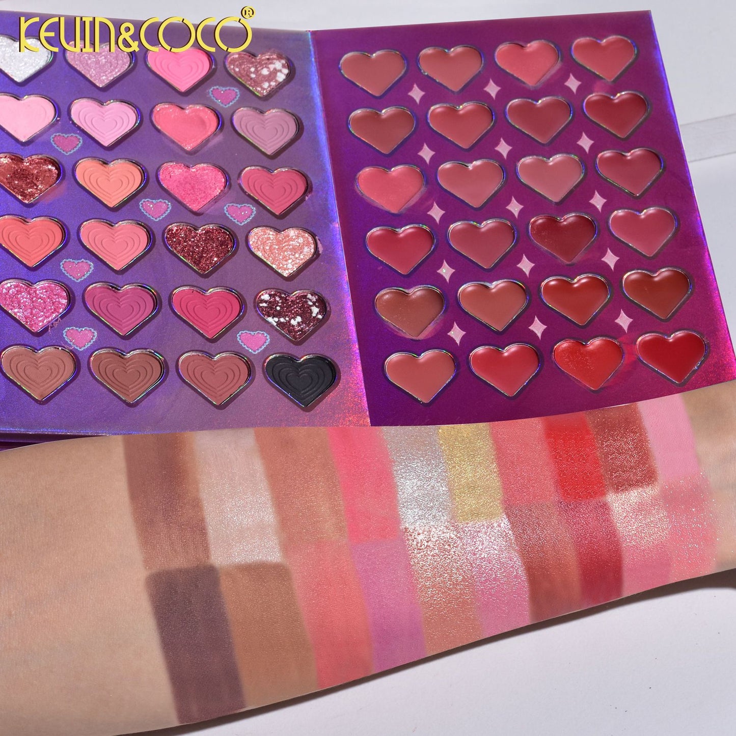KEVIN & COCO Valentine's Day series 68-color five-layer flip book eyeshadow, bead matte high color rendering