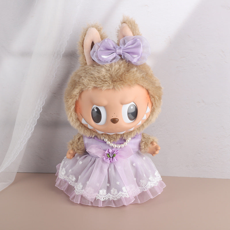 38Cm Labubu vinyl plush doll clothes for Labubu doll clothes striped animal shirt set cute