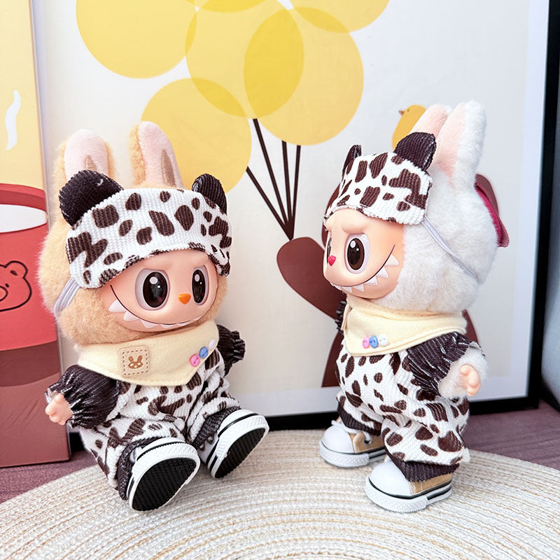 17Cm Labubuva clothes LABUBU blind box sitting party one two three generations cocoa ranch suit cute cute