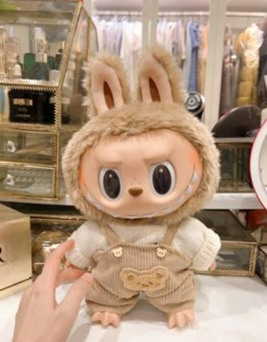 38Cm Labubu vinyl plush doll clothes for Labubu doll clothes striped animal shirt set cute