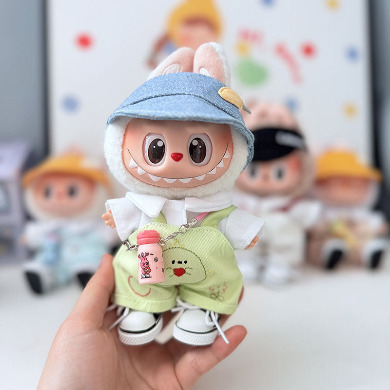 First and second generation keychain Labubu clothes pendant Labubu baby clothes cat puppy fish overalls set cute