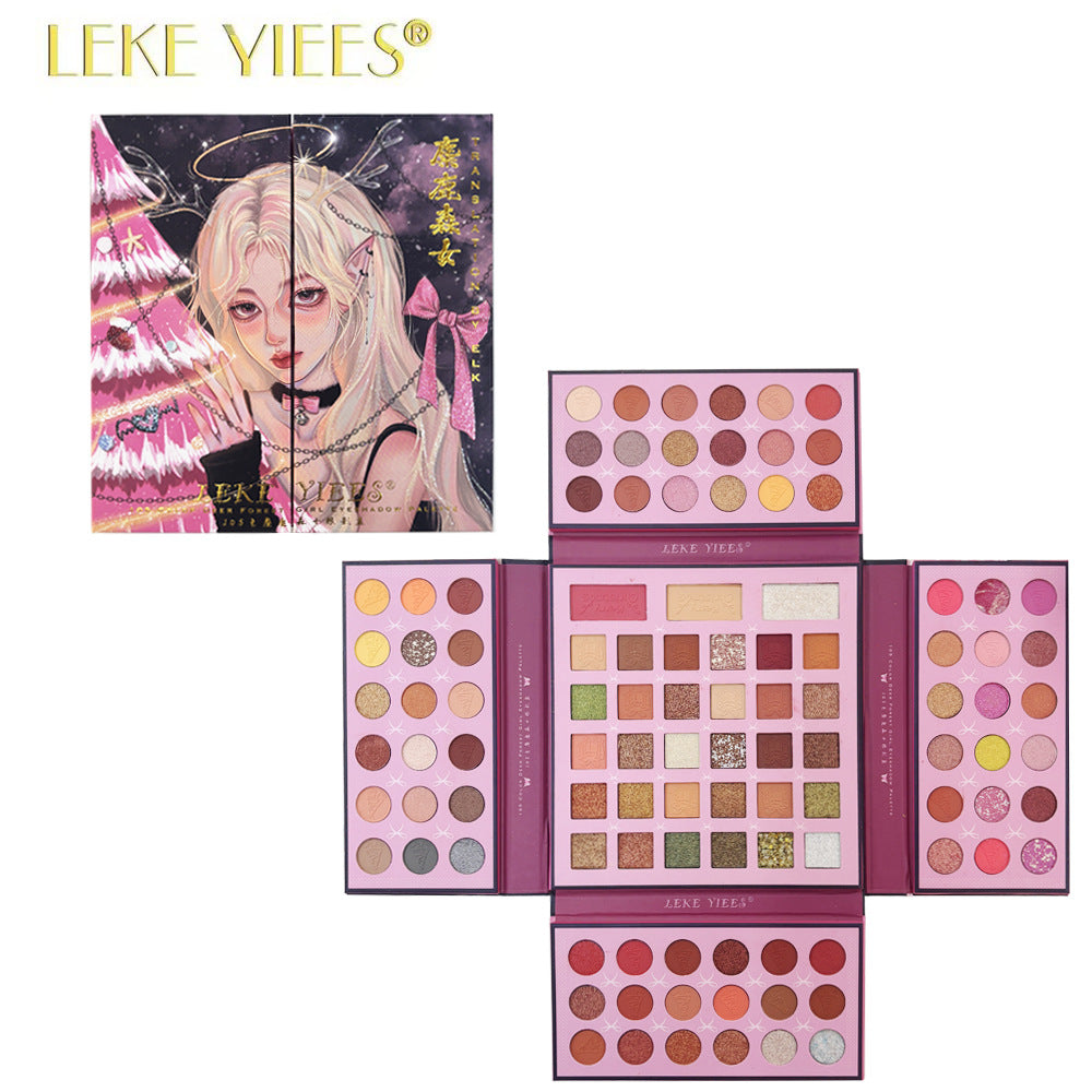 105-Color eyeshadow disc, four-layer folded model, beaded matte eyeshadow-highlight blush integrated disc