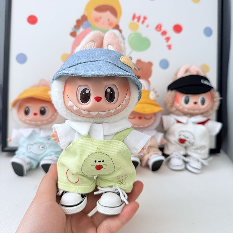 First and second generation keychain Labubu clothes pendant Labubu baby clothes cat puppy fish overalls set cute