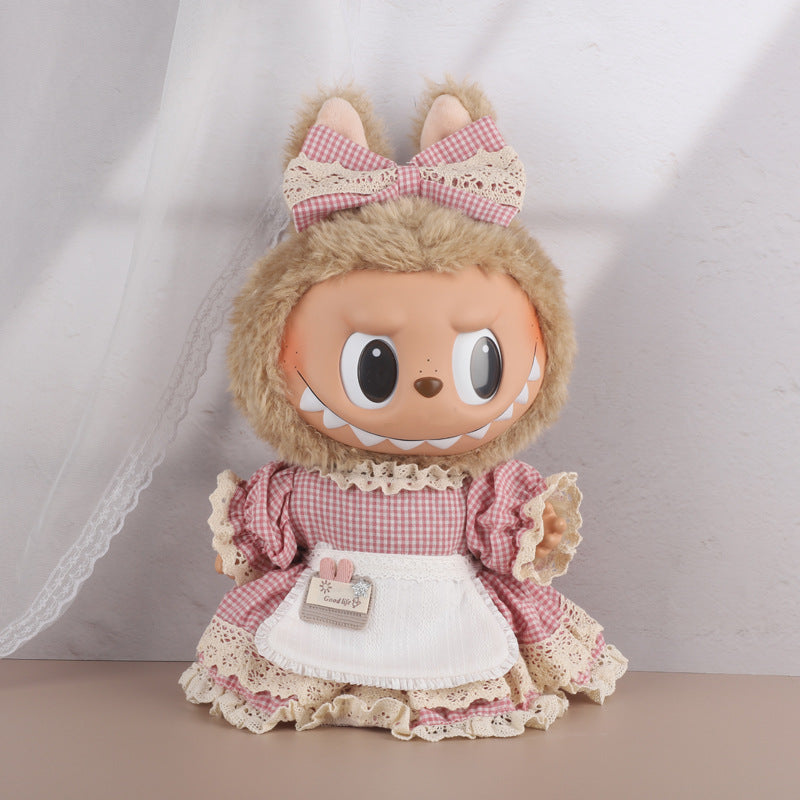 38Cm Labubu vinyl plush doll clothes for Labubu doll clothes striped animal shirt set cute