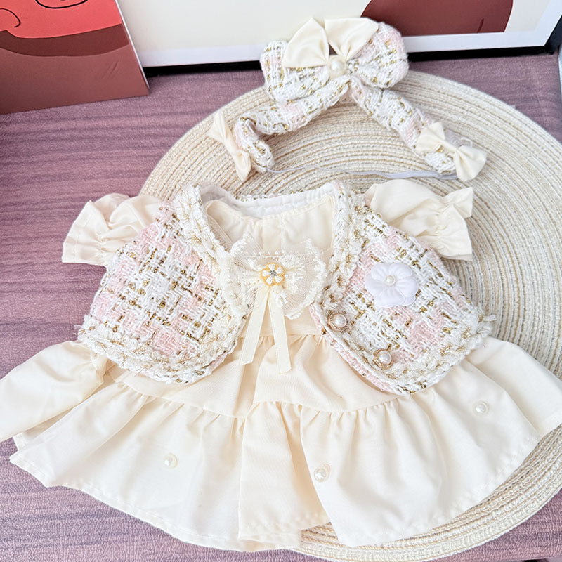 38Cm Labubu vinyl plush doll clothes for Labubu doll clothes flower sugar puff skirt set