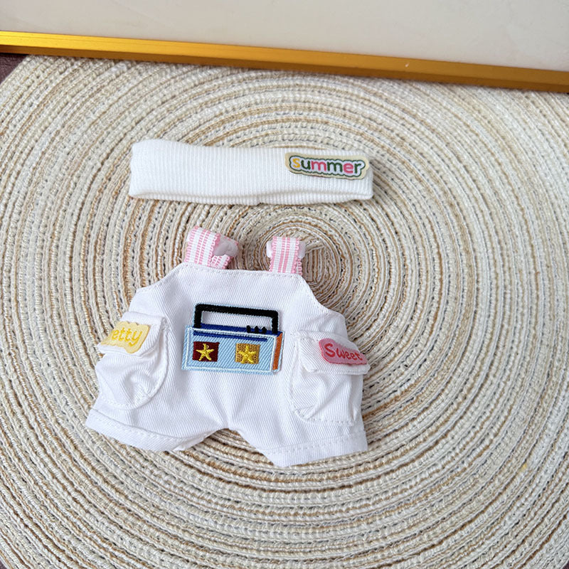 One, two and three generations of Labubu clothes pendant Labubu sitting party baby clothes radio overalls set creativity