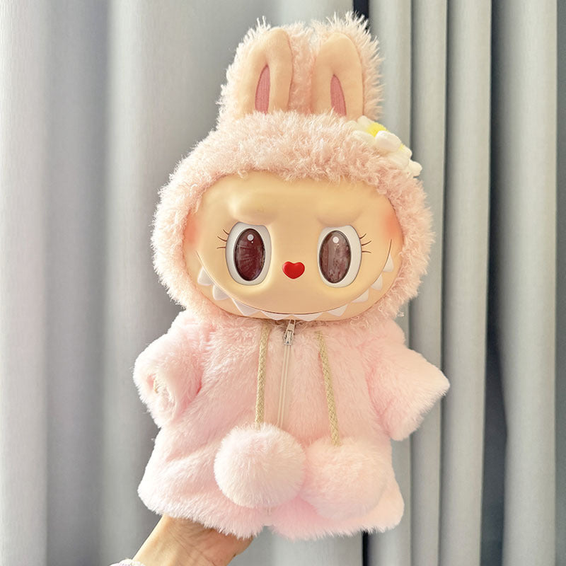 38Cm Labubu plush doll clothes for Labubu doll MOKOKO sweetheart circle rabbit coat cute