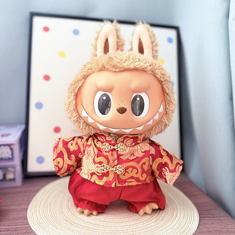38Cm Labubu plush doll dress for Labubu doll MOKOKO auspicious cloud bride and groom suit