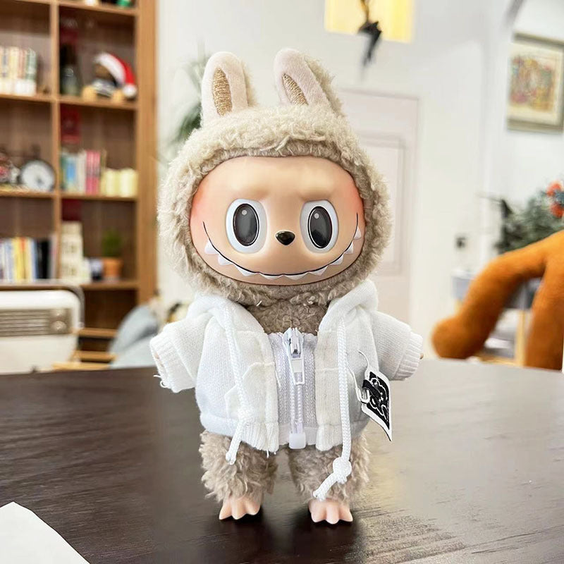 17Cm blind box rabub for stylish zipper shirt cool zipper sweater labubu pendant clothes cute