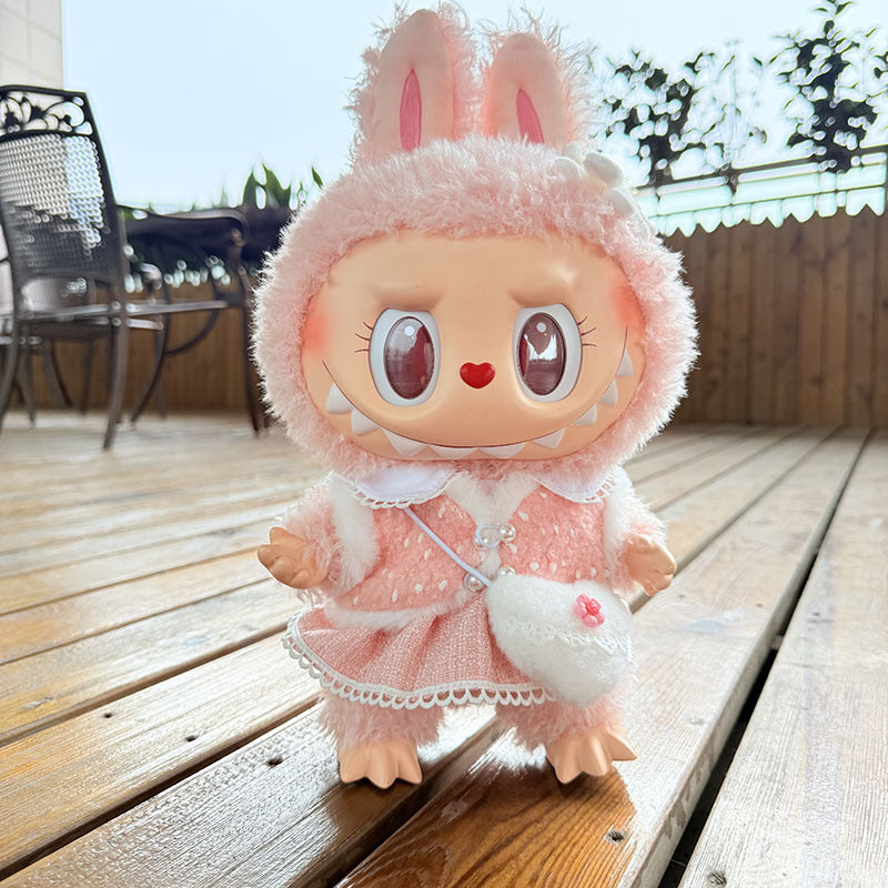 38Cm Labubu plush doll dress for Labubu doll MOKOKO sweetheart pearl cream dress