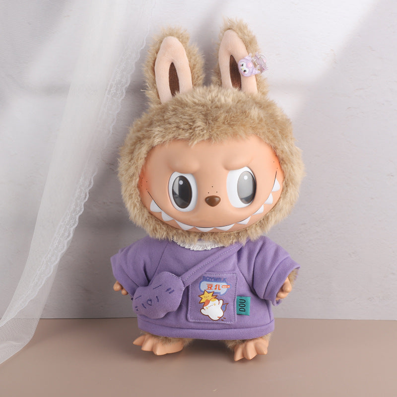38Cm Labubu vinyl plush doll clothes for Labubu doll clothes striped animal shirt set cute