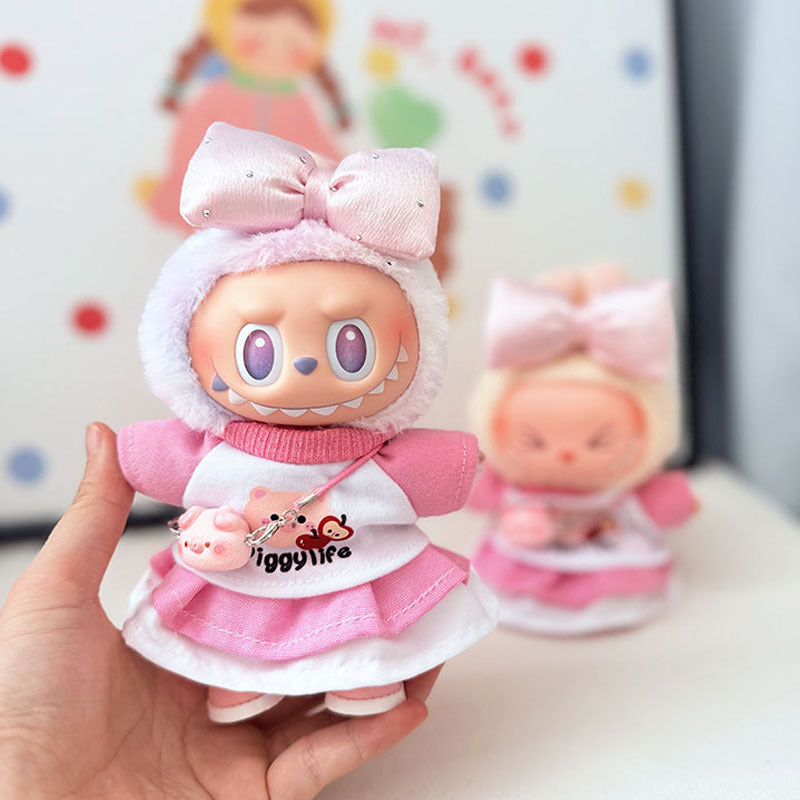 The first, second and third generation keychain Labubu clothes pendant Labubu baby clothes apple piggy dress set is cute