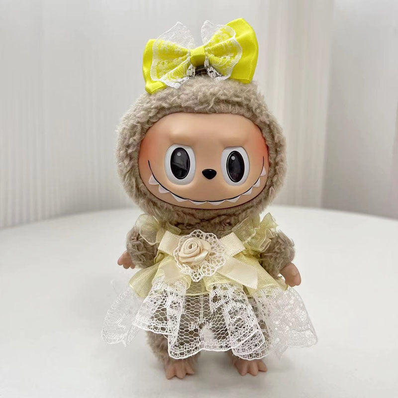 17Cm blind box Labubu cloth set circle smiley face shirt labubu pendant for invisible wings, cute clothes.