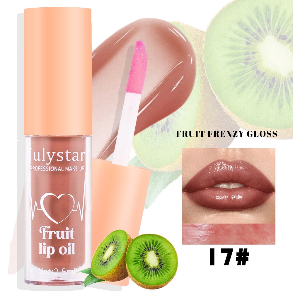 Julystar 20 Color Fruit Lip Glaze Water Light Transparent Moisturizing Moisturizing Temperature Variable Pearlescent Lip Oil