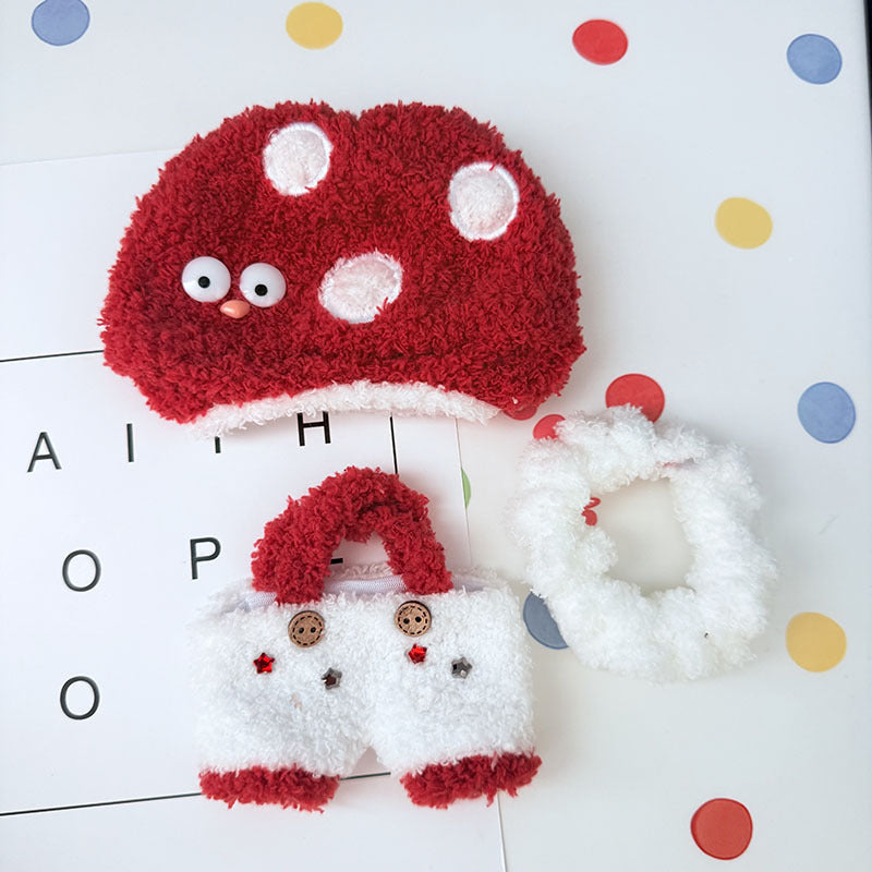 The first, second and third generation keychain Labubu clothes pendant Labubu baby clothes big eyes mushroom overalls cute