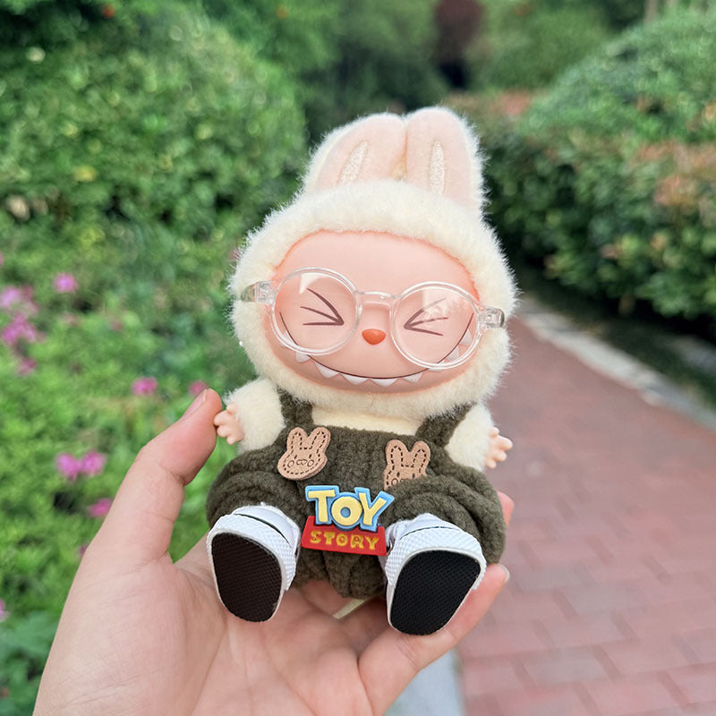 First/second generation Labubu clothes pendant Labubu sitting party baby clothes toy green overalls set cute