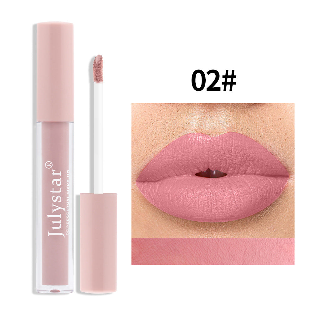 Cross-border makeup matte lipstick women's long-lasting non-fading non-stick cup nude matte fine tube lip glaze