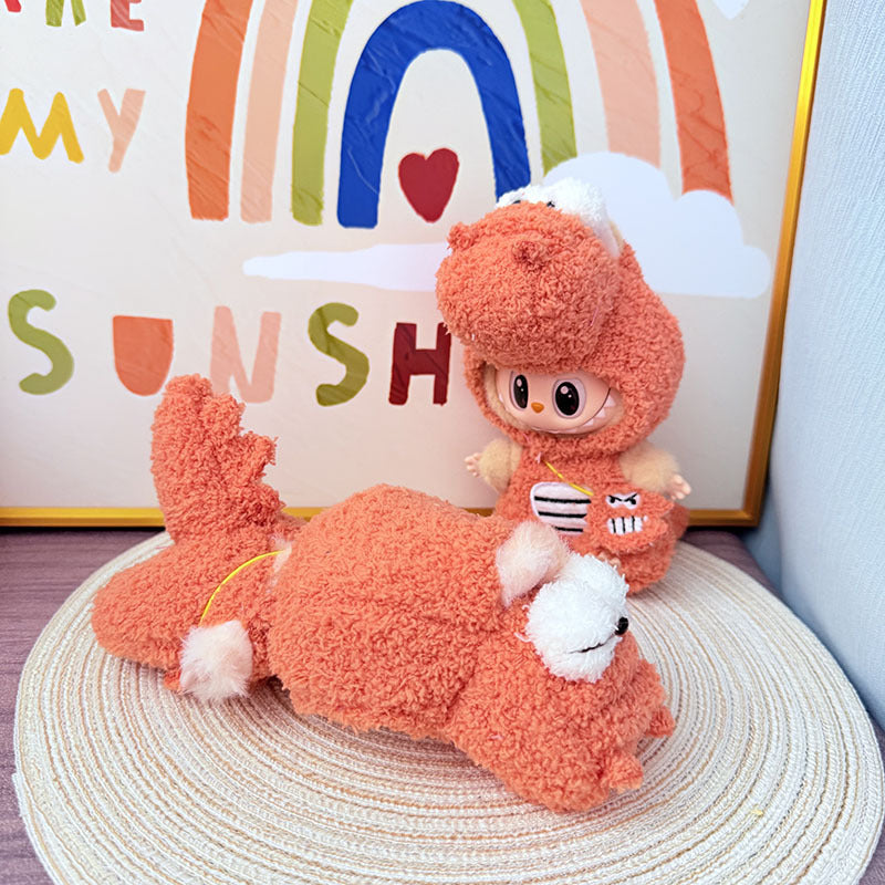 The first, second and third generation Labubu clothes pendant Labubu sitting party baby clothes orange crocodile suit is cute and cute