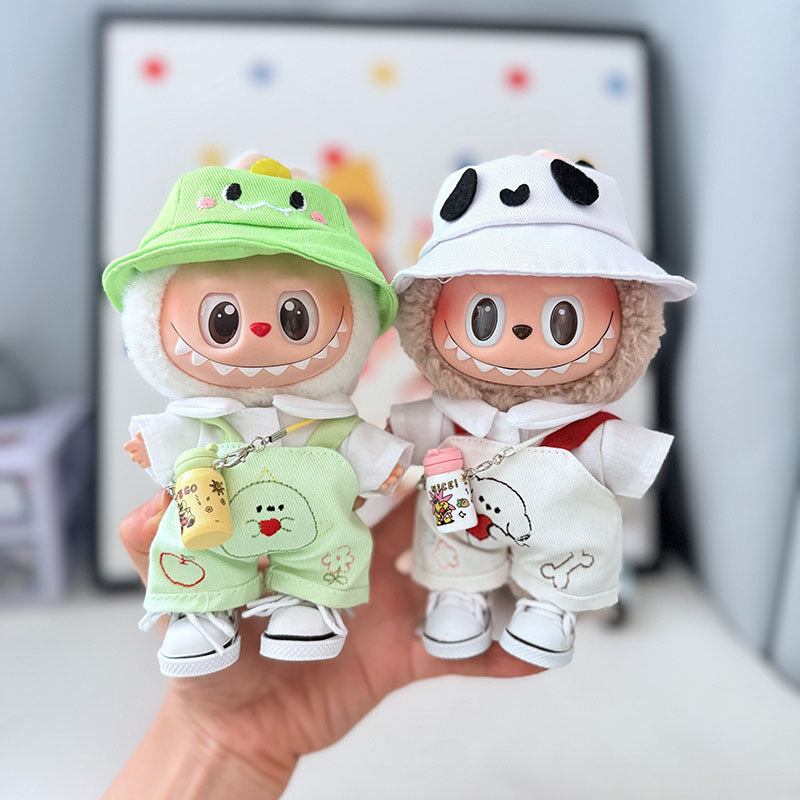 First and second generation keychain Labubu clothes pendant Labubu baby clothes cat puppy fish overalls set cute