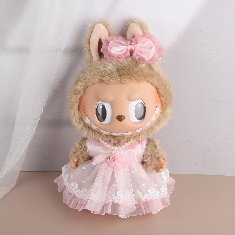 38Cm Labubu vinyl plush doll clothes for Labubu doll clothes striped animal shirt set cute
