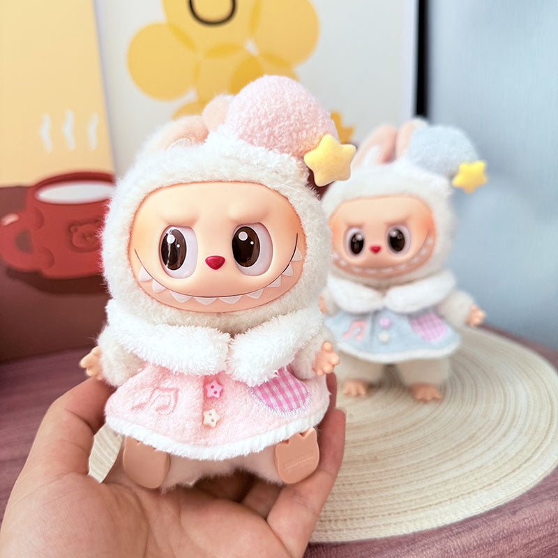 The first, second and third generation keychain Labubu clothes pendant Labubu baby clothes trendy sweater overalls set is cute.