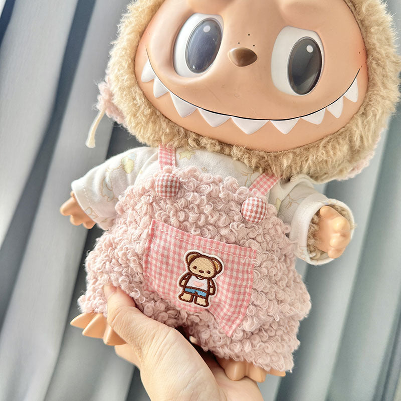 38Cm Labubu plush doll clothes for Labubu doll clothes circle teddy pink doodle suit cute