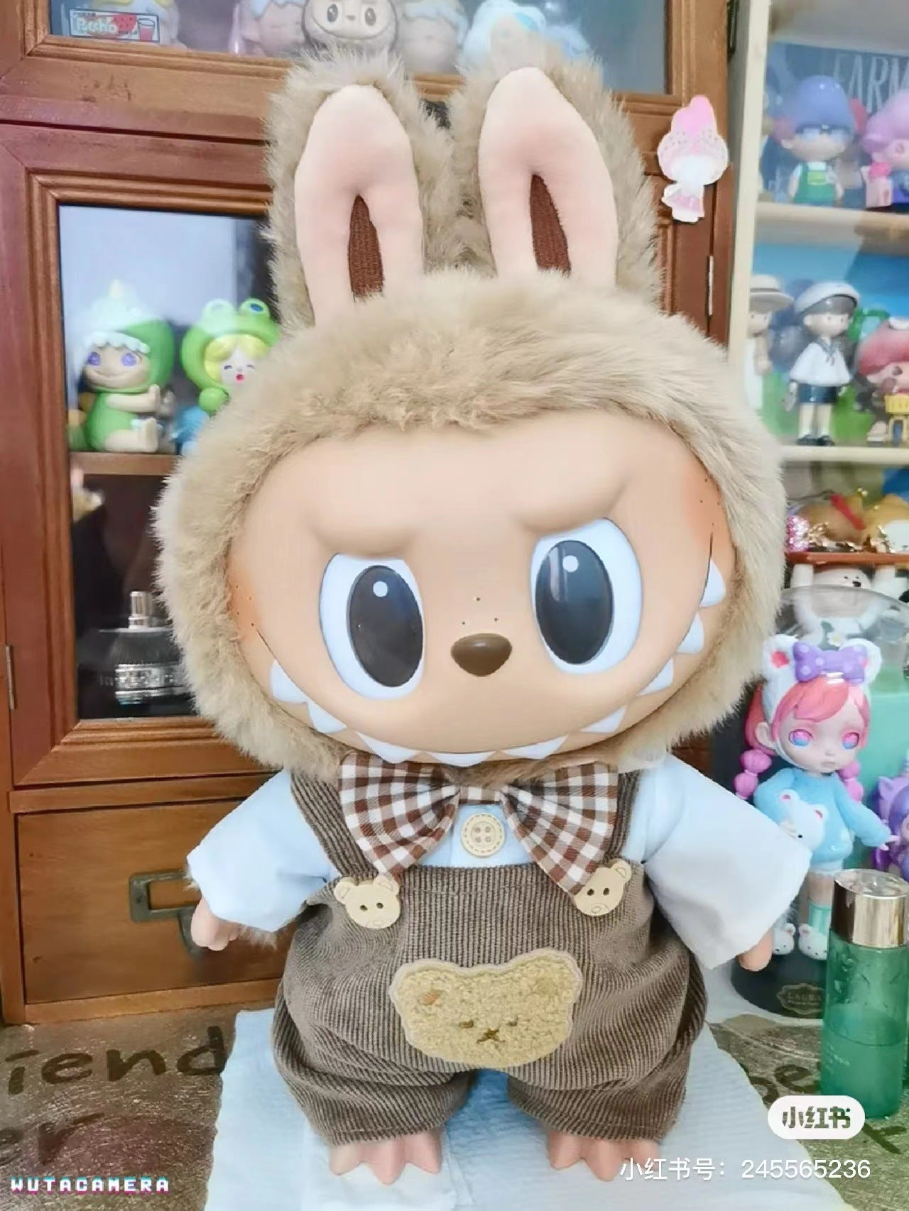 38Cm Labubu vinyl plush doll clothes for Labubu doll clothes striped animal shirt set cute