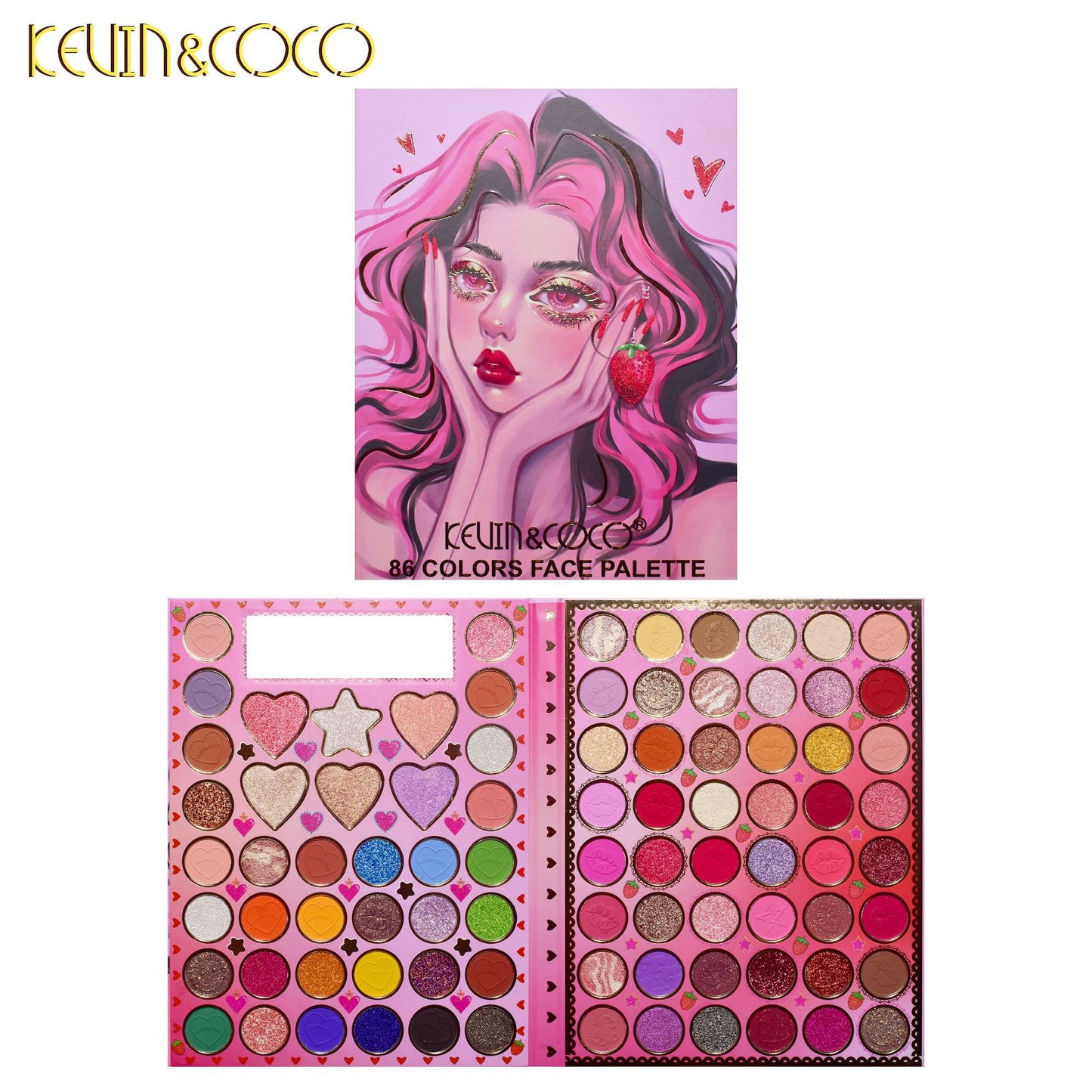KEVIN & COCO 86 color eyeshadow disc, bead matte earth color eyeshadow, fine flash to brighten the highlight