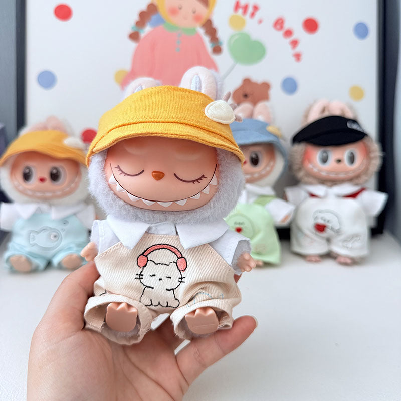 First and second generation keychain Labubu clothes pendant Labubu baby clothes cat puppy fish overalls set cute