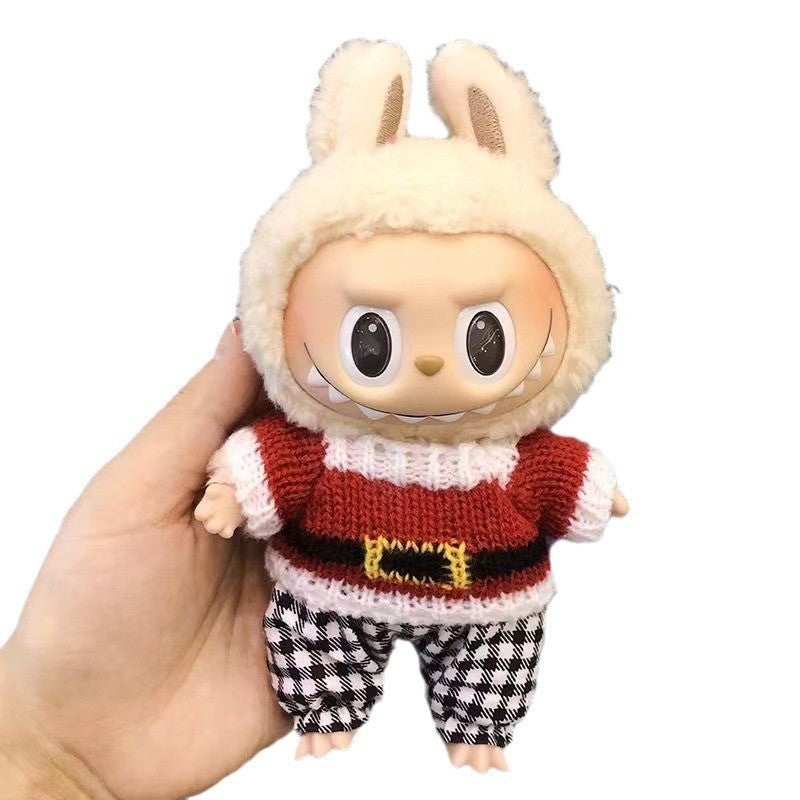 15Cm blind box rabub casual satchel set macaron labubu pendant doll nightdress set cute