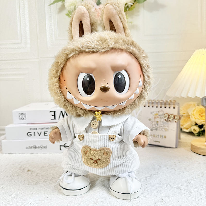38Cm Labubu vinyl plush doll clothes for Labubu doll clothes cow coat blue bear sweater