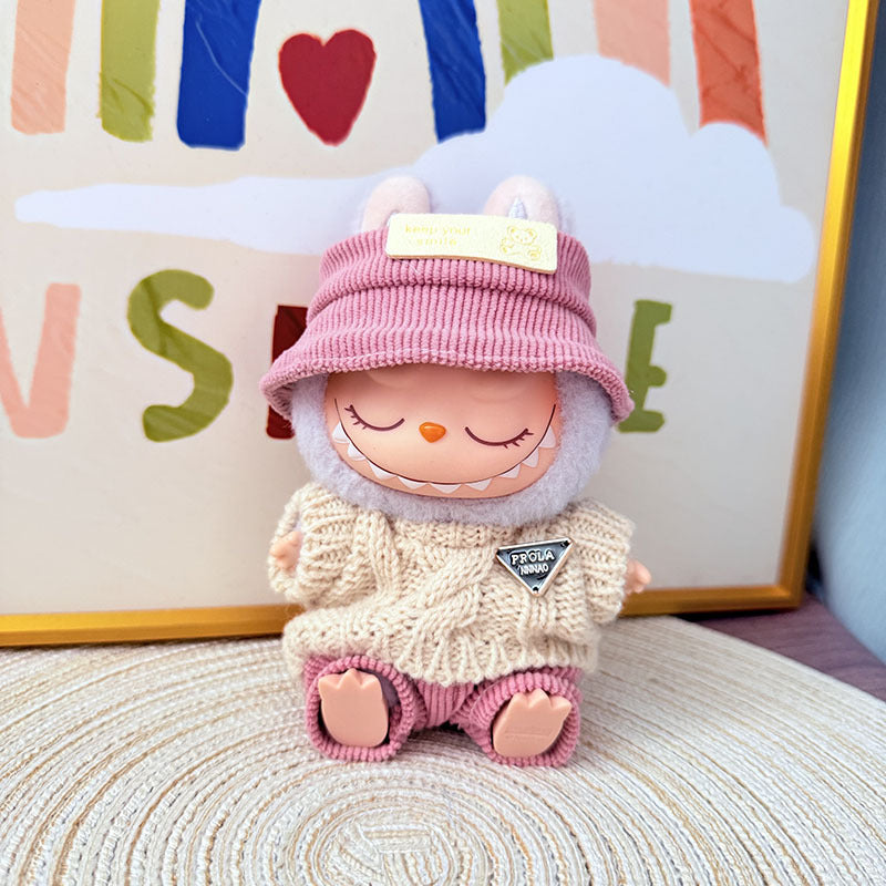 The first, second and third generation keychain Labubu clothes pendant Labubu baby clothes trendy sweater overalls set is cute.
