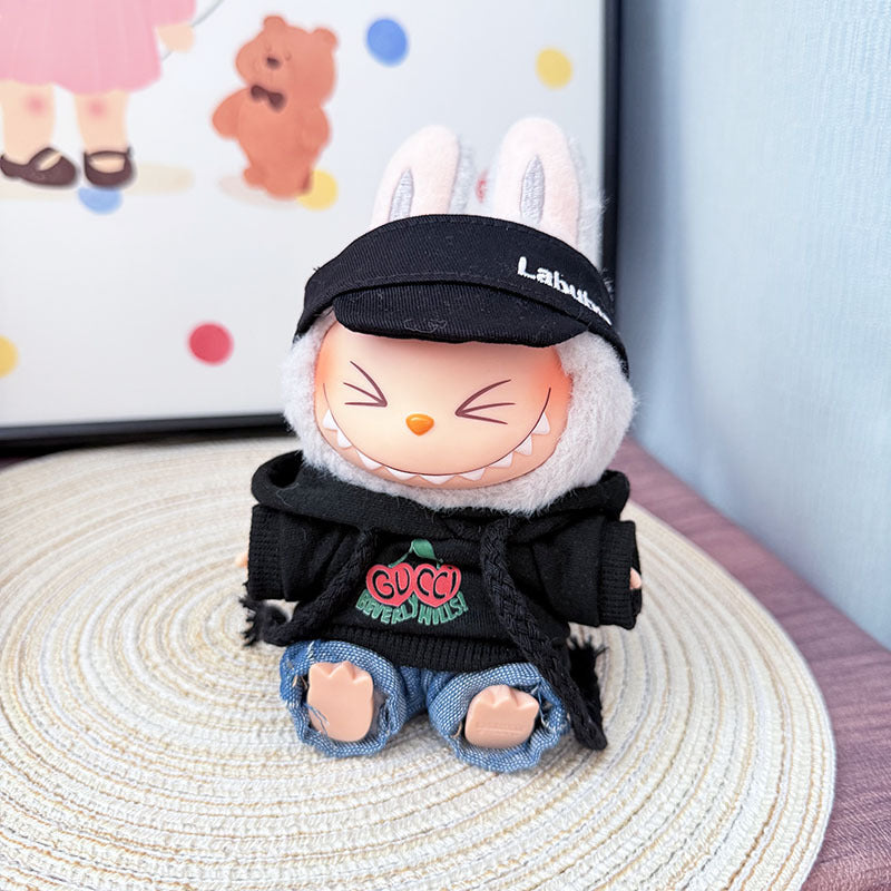 The first, second and third generation keychain Labubu clothes pendant Labubu baby clothes trendy hooded sweater set is cute.