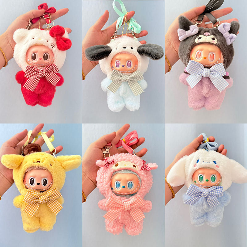 The first, second and third generation keychain Labubu clothes pendant Labubu baby Yipaqia dog small animal tote bag is cute.