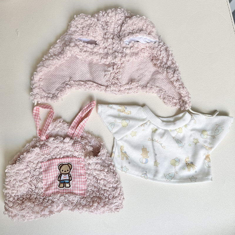 38Cm Labubu plush doll clothes for Labubu doll clothes circle teddy pink doodle suit cute
