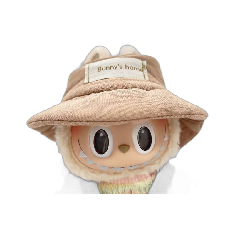 17Cm blind box rabub for small blue-gray rhombus grid sweater set labubu pendant clothes are cute and cute