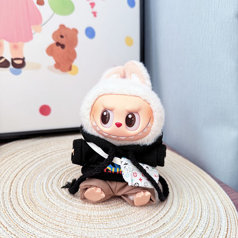 The first, second and third generation keychain Labubu clothes pendant Labubu baby clothes trendy hooded sweater set is cute.