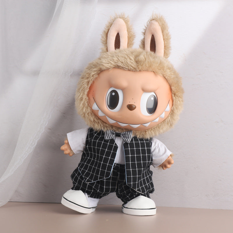 38Cm Labubu vinyl plush doll clothes for Labubu doll clothes striped animal shirt set cute