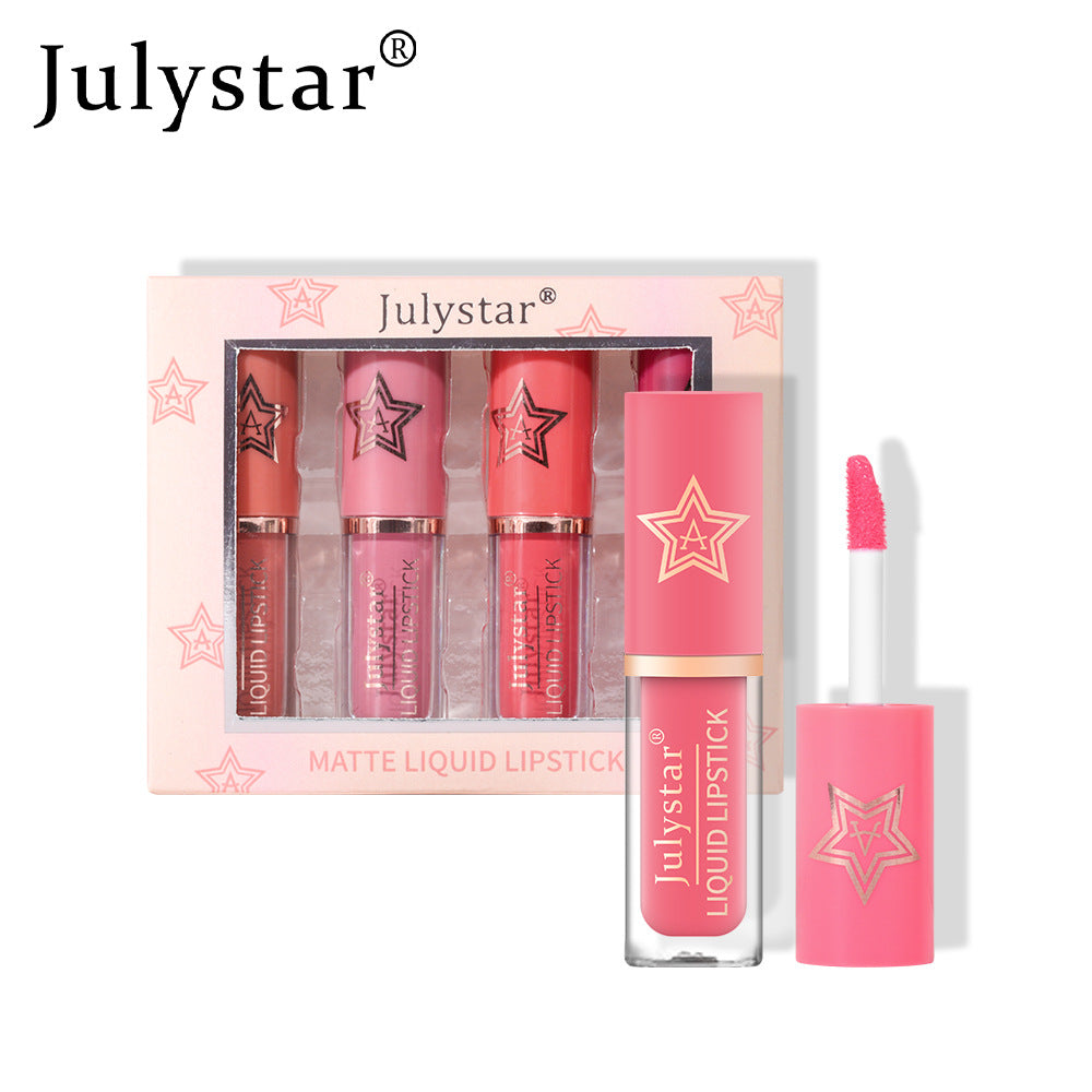 European and American makeup matte non-fading non-stick cup lip glaze kit natural three-dimensional hydrating and long-lasting lipstick set