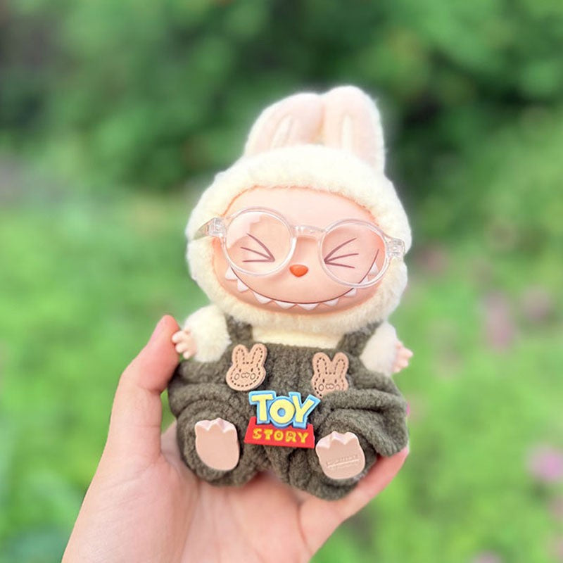 The first, second and third generation keychain Labubu clothes pendant Labubu baby clothes trendy sweater overalls set is cute.