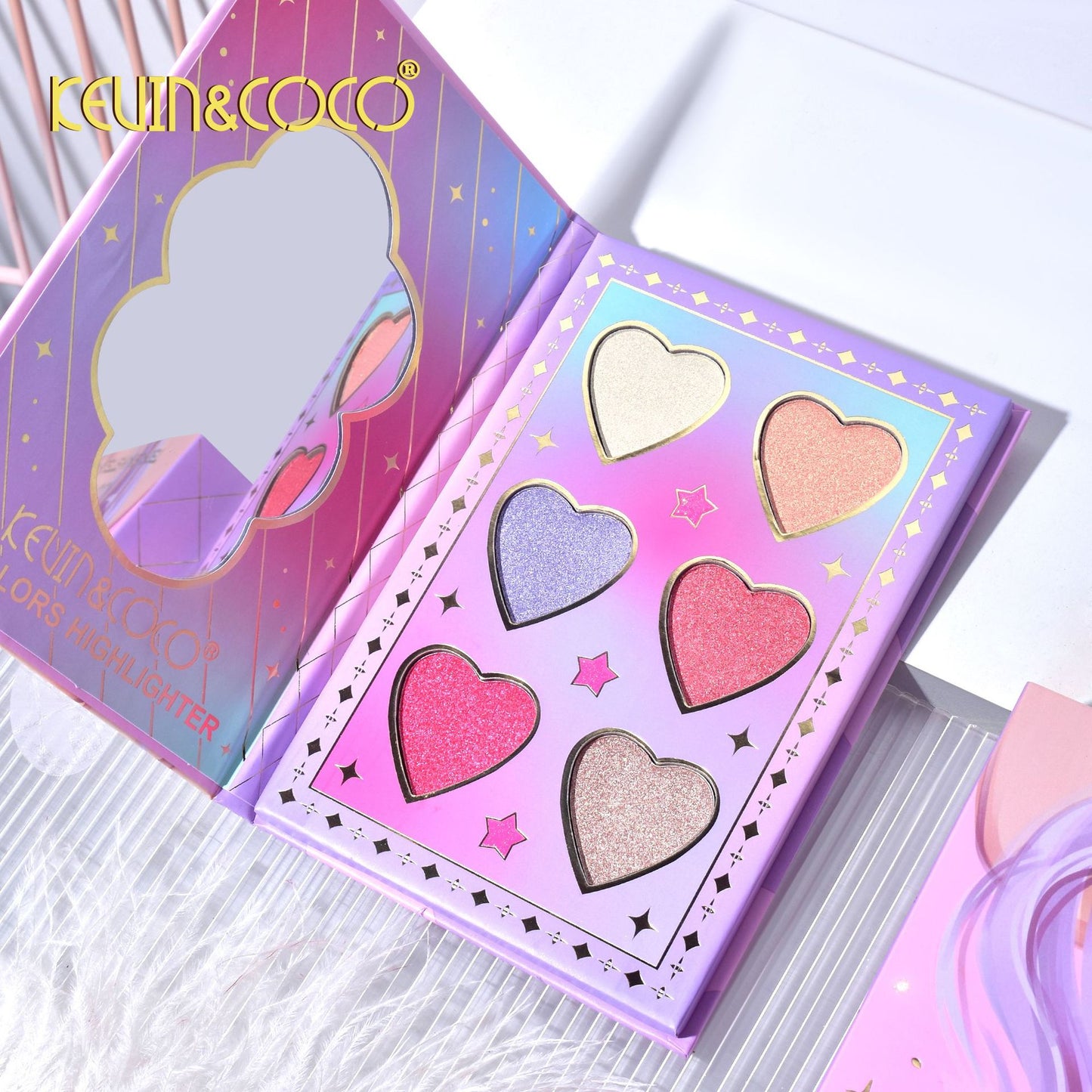 KEVIN & COCO51 Color Eyeshadow Set Lip Gloss Fine Glitter Matte Beads European Multifunctional Beauty Eyeshadow Set