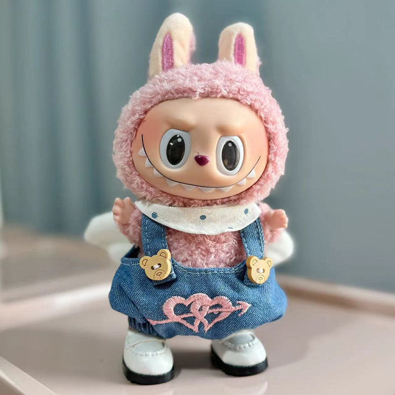 17Cm rabub wearing pendant labubu keychain baby clothes 10cm cotton doll clothes angel cupid clothes