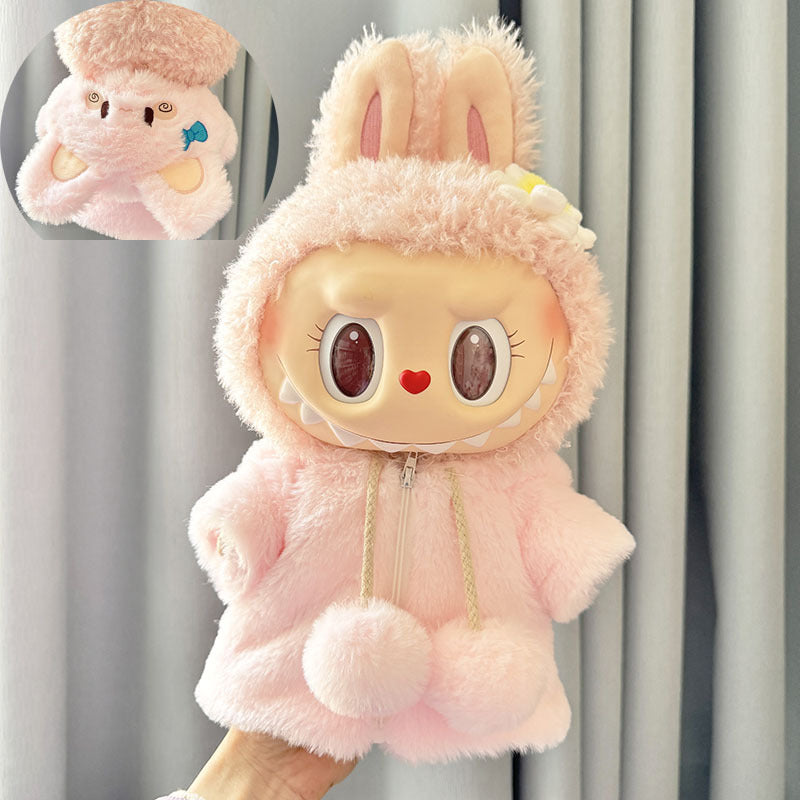 38Cm Labubu plush doll clothes for Labubu doll MOKOKO sweetheart circle rabbit coat cute