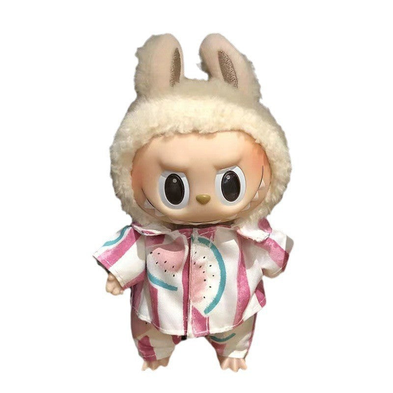 15Cm blind box rabub casual satchel set macaron labubu pendant doll nightdress set cute
