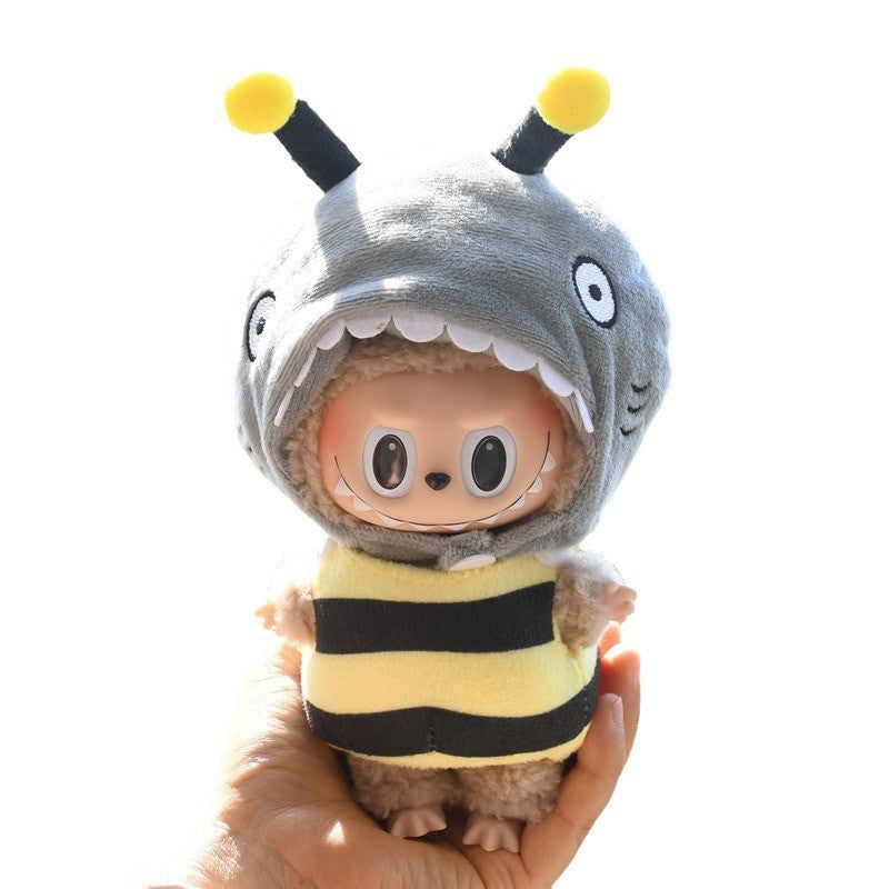 15Cm pendant labubu blind box macaron rabub potato chips outer bag keychain doll clothes