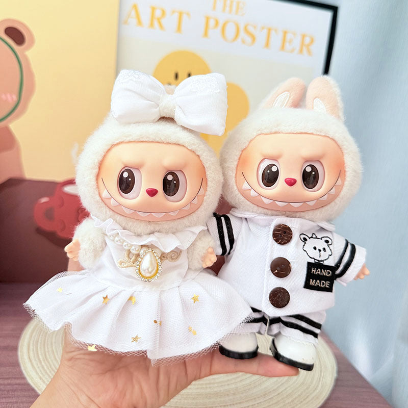 The first, second and third generation Labubu clothes pendant Labubu sitting party baby clothes starlight pearl skirt set is cute and cute