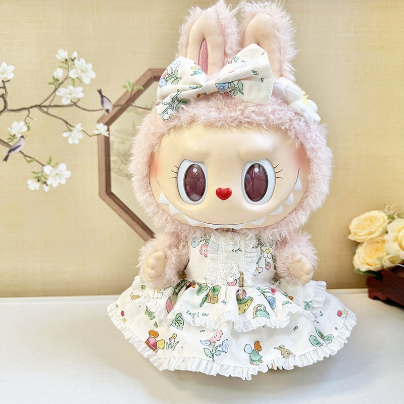 38Cm Labubu plush doll clothes for Labubu doll clothes MOKOKO sweetheart spring overalls