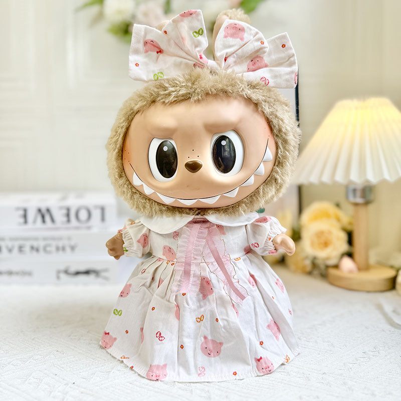 38Cm Labubu vinyl plush doll clothes for Labubu doll clothes summer watermelon skirt set cute