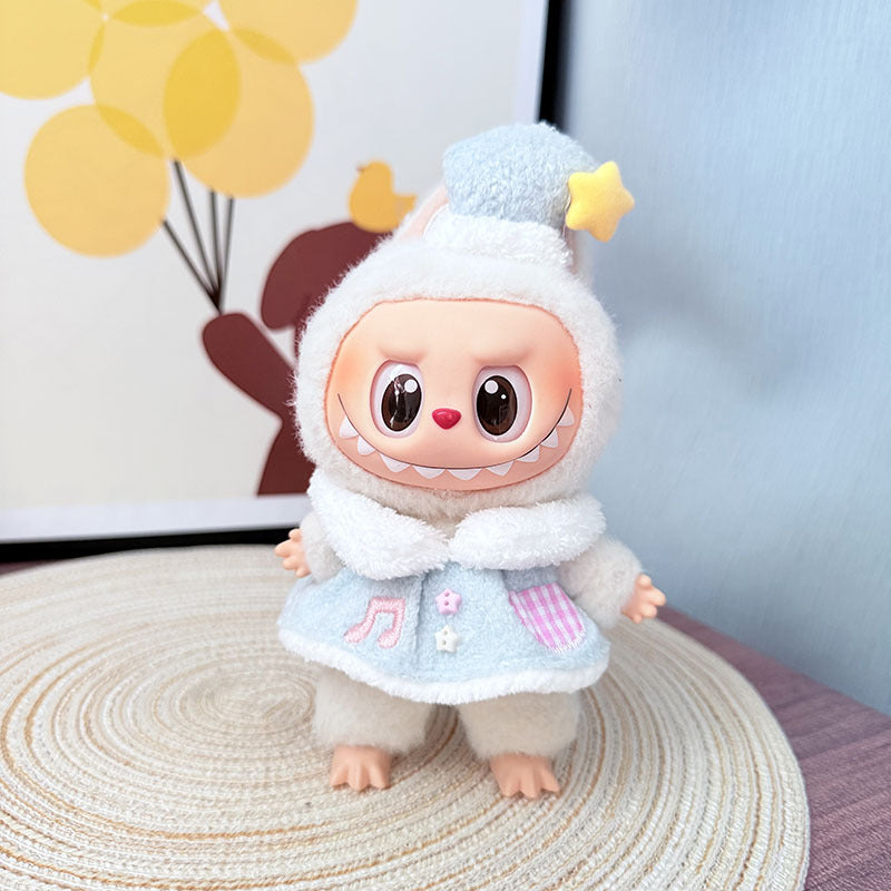 17Cm Labubuwa clothes LABUBU blind box sitting party one two three generations of music angel suit cute cute
