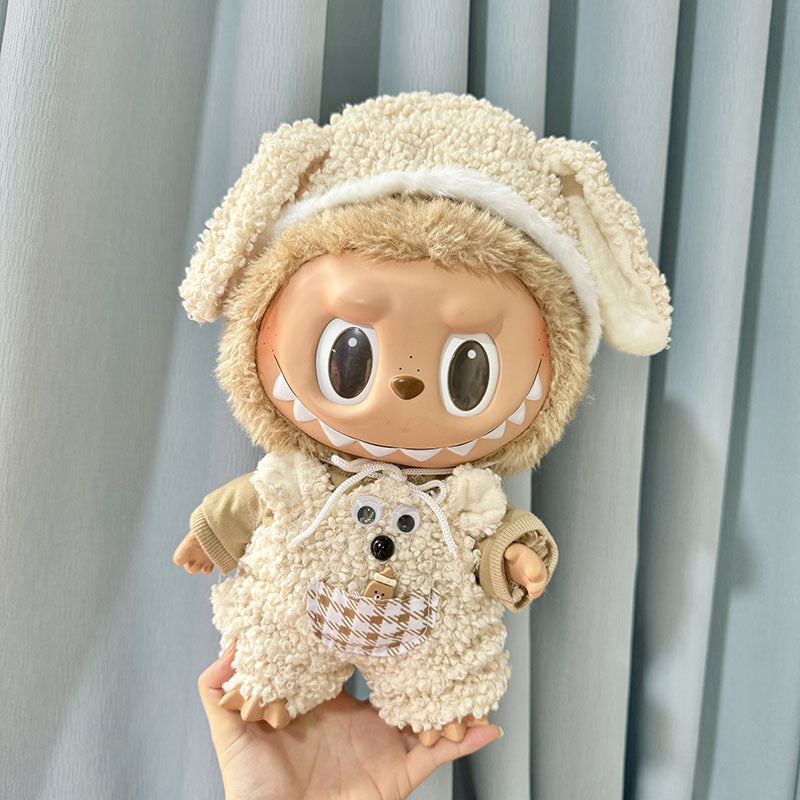 38Cm Labubu plush doll clothes for vinyl Labubu doll clothes Qian Duoduo suit is cute